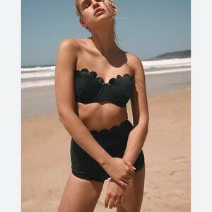 new FREE PEOPLE ITS NOW COOL scalloped high waisted bikini swimsuit bottoms L